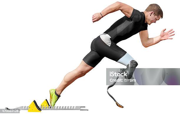 Barrierefreie Sprinter Startblock Isoliert Stockfoto und mehr Bilder von Prothese - Prothese, Sportler mit Behinderung, Rennen - Körperliche Aktivität