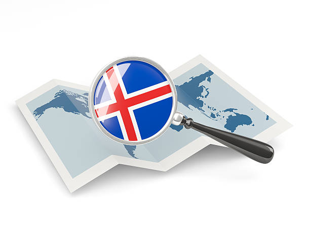 istock Magnified flag of iceland with map 470069688