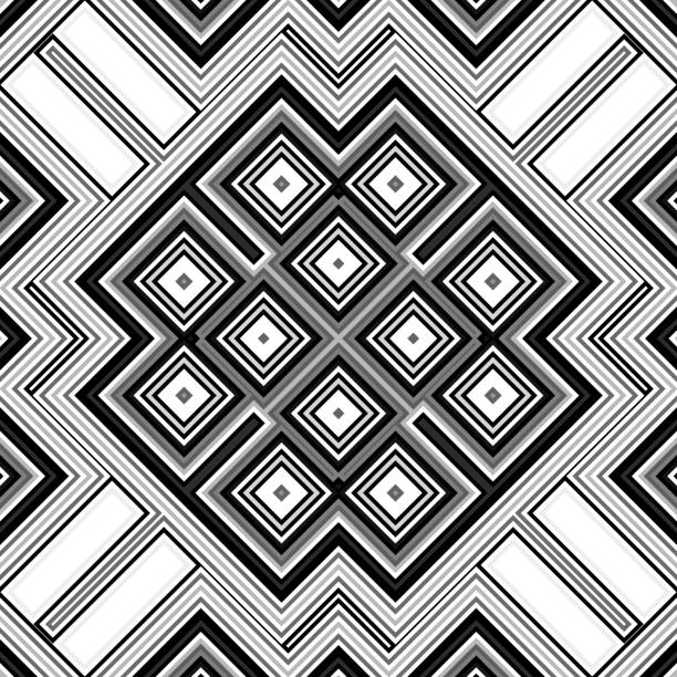 Seamless black and white geometric background generated from squers