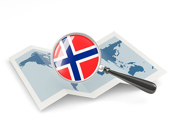 istock Magnified flag of norway with map 470070808