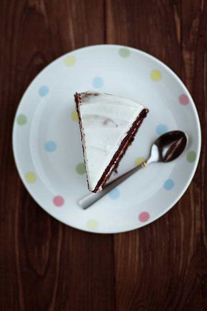 istock Chocolate cake in white plate on wooden table 470071368