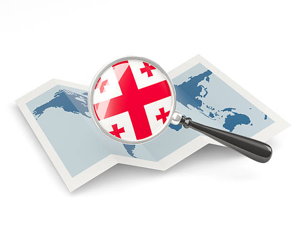 istock Magnified flag of georgia with map 470072414
