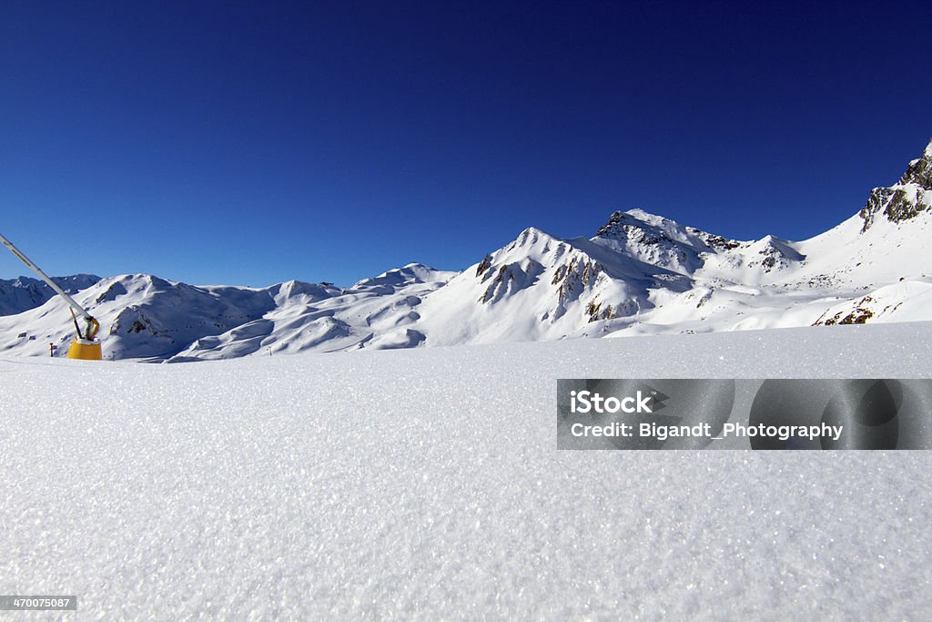 Virgin snow Untouched snow at ski resort in the Alps. Ischgl Stock Photo