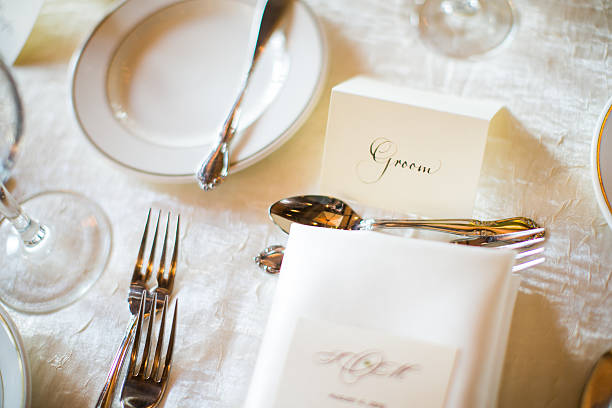 istock Groom place card for wedding reception 470075504