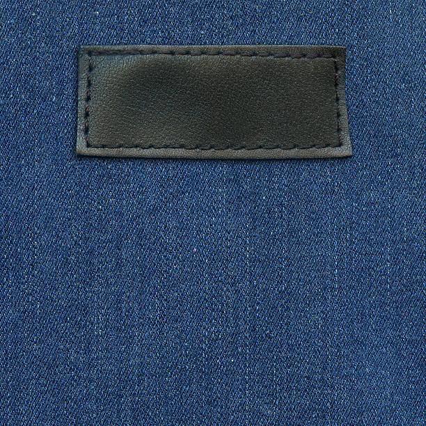블루 진 레이블입니다 - leather patch label stitch 뉴스 사진 이미지
