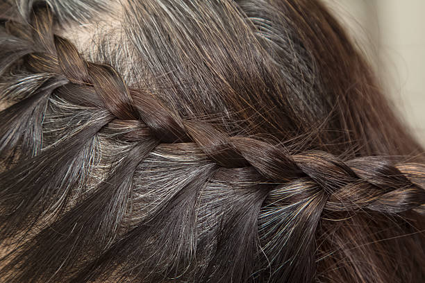 istock Braid Hairstyle,grey Brown long hair close up 470076278