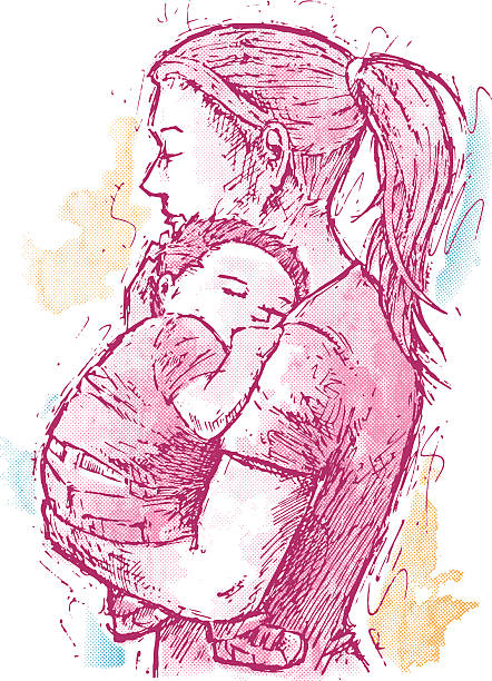 illustrations, cliparts, dessins animés et icônes de mère et fils - baby mother child sleeping