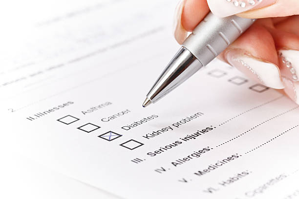 istock Medical history questionnaire with Diabetes ticked 470078508