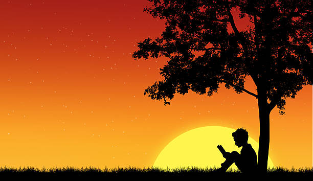 istock Silhouettes of children read book under tree 470079445