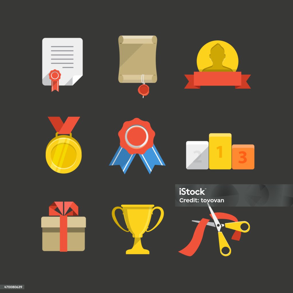 Competencia premios conjunto de iconos color con pantalla plana - arte vectorial de Acuerdo libre de derechos