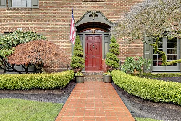 istock Classic brick house entrance 470080683