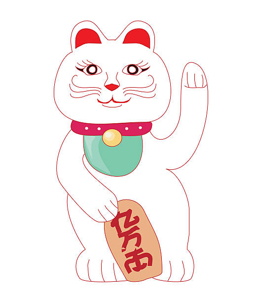 Traditional Chinese Cat of Luck. vector art illustration