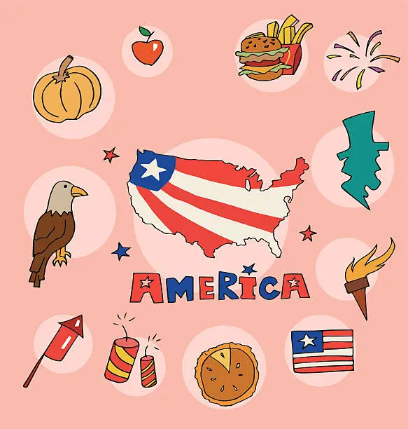 Vector illustration of The set of national profile of the america cartoon state of the world isolated