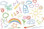 istock children drawing multicolored symbols vector set 470082760