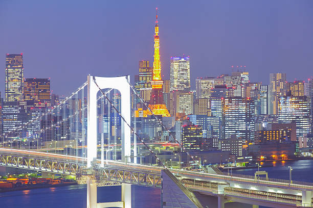 istock Tokyo rainbow bridge and Tokyo tower 470083168