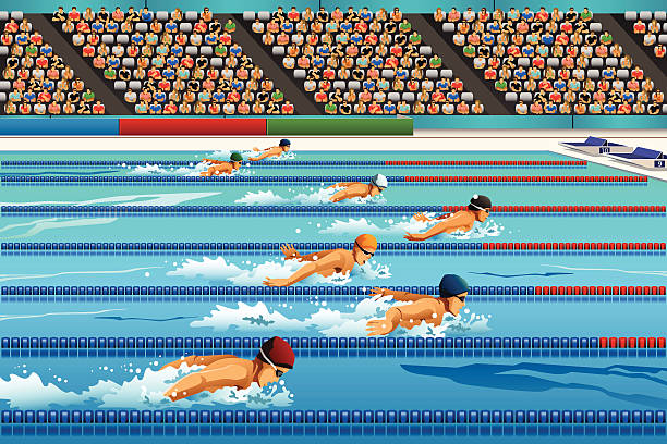 Swimming competition vector art illustration