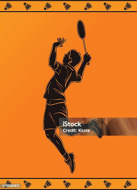 Detailed Silhouette Of A Professional Badminton Player In Ancient Style Stock Illustration - Download Image Now