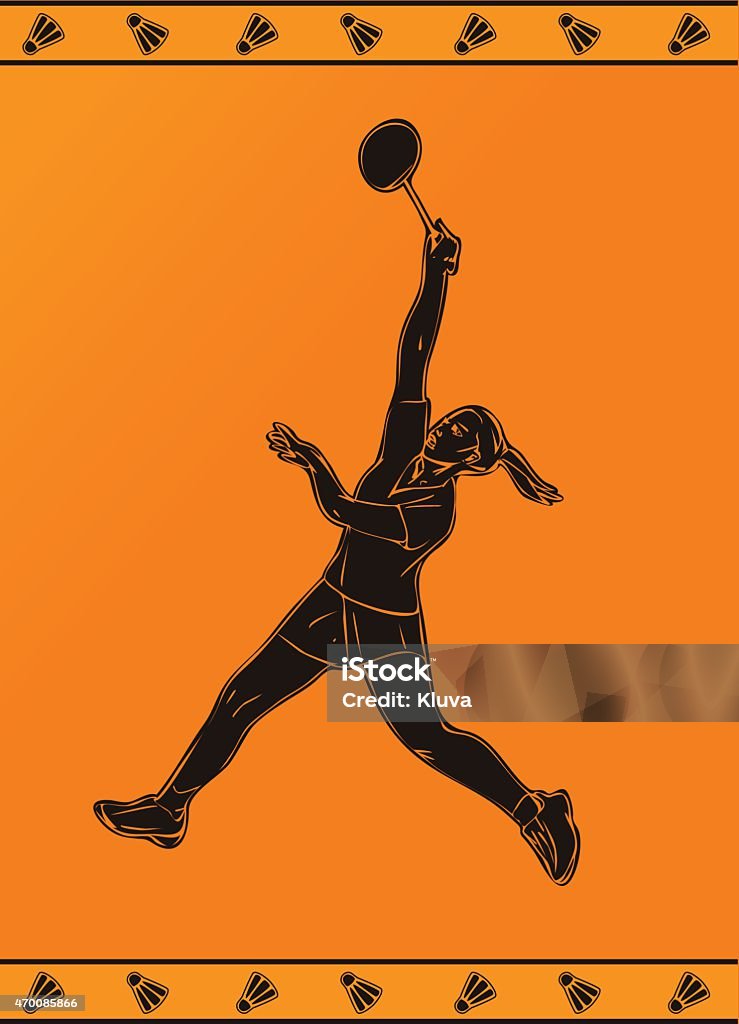 Silhouette of a female badminton player Detailed silhouette of a professional female badminton player in ancient greek style. Vector illustration Badminton - Sport stock vector