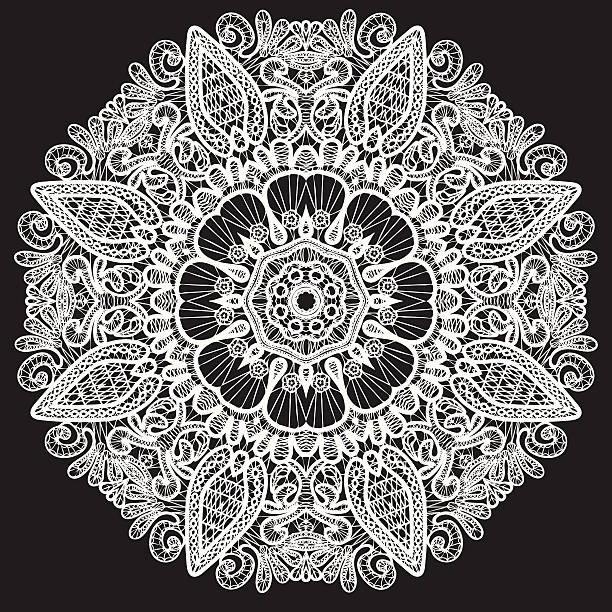 추상적임 서클 레이스 패턴이 - sewing item decoration craft doily stock illustrations