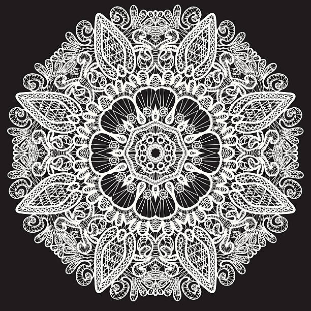 abstrakcyjny wzór koło koronki - doily lace knitting textile stock illustrations