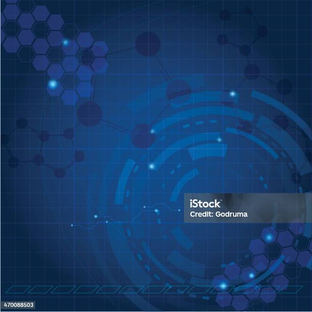 A Blue Abstract Tech Background With Lighter Designs Stock Illustration - Download Image Now