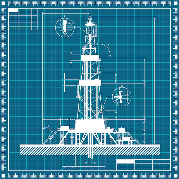 Bosquejo de plataforma petrolífera silueta - ilustración de arte vectorial