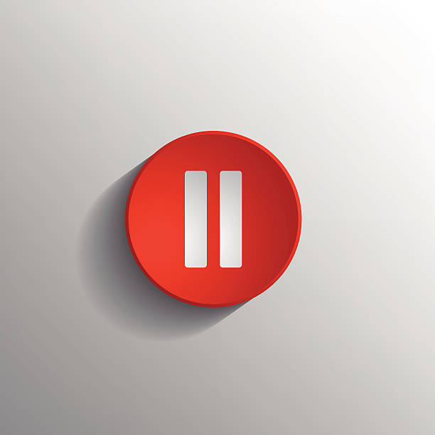 red pause icon . - mola vermek stock illustrations