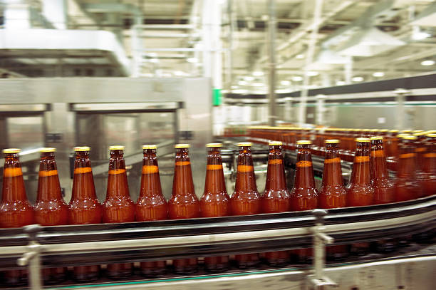 Beer bottles on the conveyor belt 