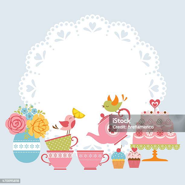 Tea Party Invitation Stock Illustration - Download Image Now - Tea Party, Afternoon Tea, Invitation