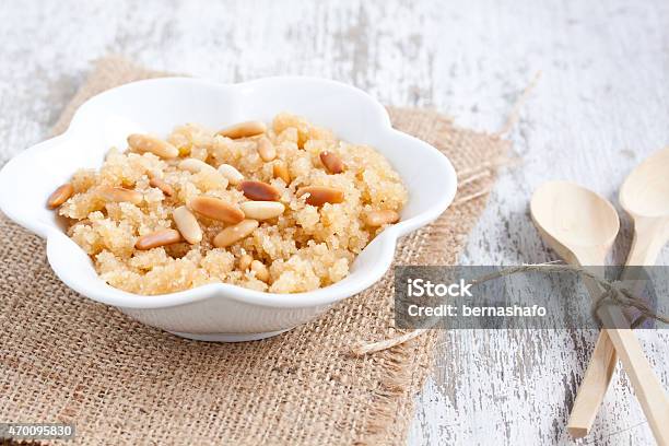 Semolina Halvah With Pine Nut Stock Photo - Download Image Now - 2015, Backgrounds, Brown