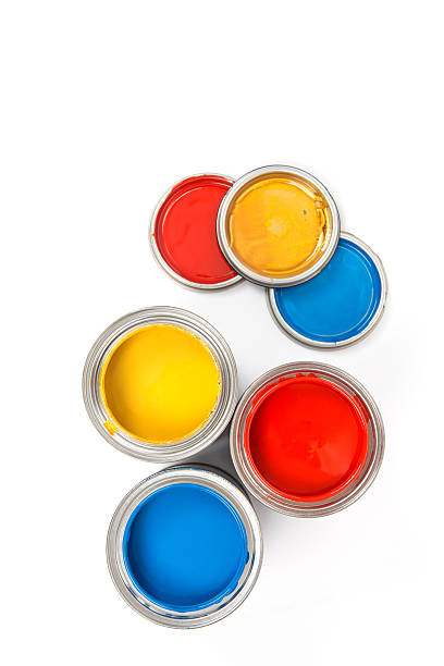 istock Group of colorful paint tins on white 470097310