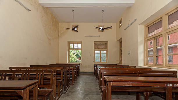 Empty Classroom at an Indian University stock photo