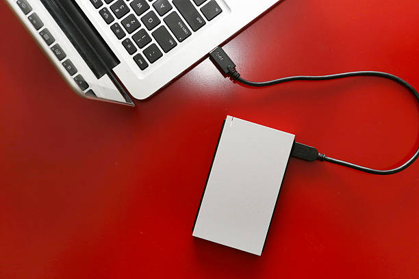 istock External hard drive connected to laptop 470100320