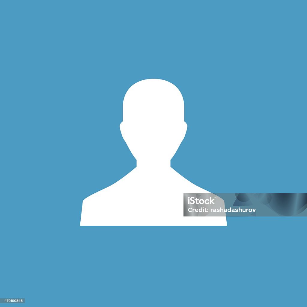 male profile icon, white on the blue background male profile icon, isolated, white on the blue background. Exclusive Symbols Profile View stock vector