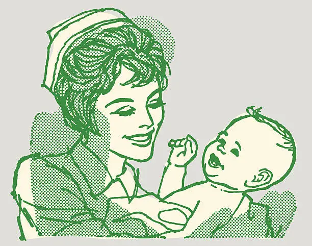 Vector illustration of Nurse Holding Baby