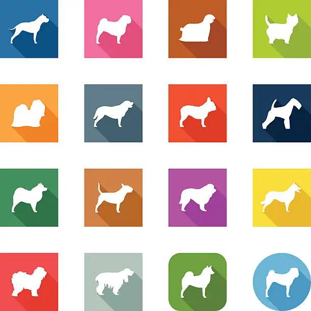 Vector illustration of Flat Icons - Dogs