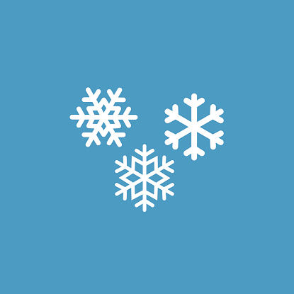 snowflakes icon, isolated, white on the blue background. Exclusive Symbols