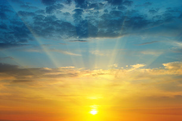 sunrise and cloudy sky beautiful sunrise and cloudy sky sunrise stock pictures, royalty-free photos & images