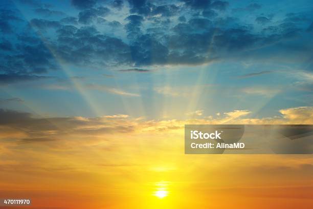 Sunrise And Cloudy Sky Stock Photo - Download Image Now - Sunrise - Dawn, Sky, Backgrounds