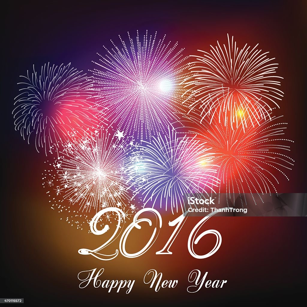 Happy new year fireworks 2016 holiday background design 2015 stock vector