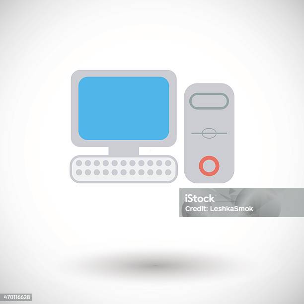 Computer Flat Icon 2 Stock Illustration - Download Image Now - 2015, Black Color, Color Image