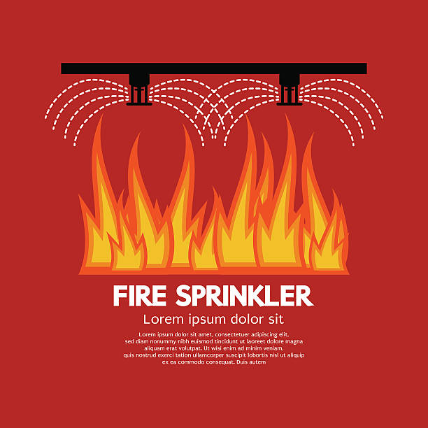 пожарные спринклеры службы безопасности - fire suppression stock illustrations