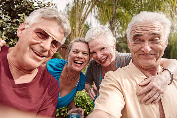 istock Group of senior people taking selfie 470117414