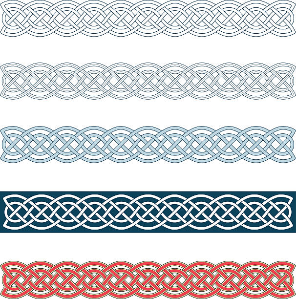 illustrations, cliparts, dessins animés et icônes de bords de style médiéval (noeud celtique) - tied knot celtic culture seamless pattern