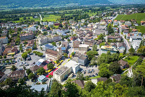 Bird view on Vaduz city, Liechtenstein