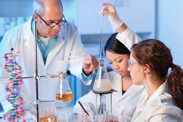 istock Women Chemistry Science Students Working with Professor in Laboratory Horizontal 470119425