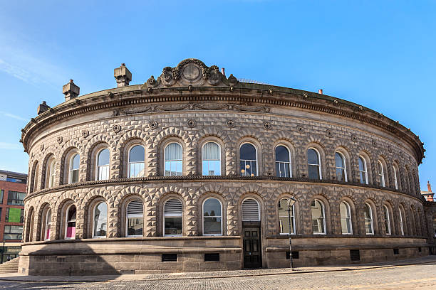 Leeds Corn Exchange Corn Exchange in Leeds - a famous landmark built in 1862. Renovated in the early 1990s, the building now houses boutique shops and a cafe.  leeds photos stock pictures, royalty-free photos & images