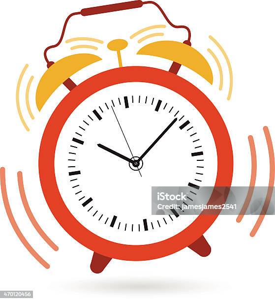 Image Of An Alarm Clock Shaking And Ringing At 1009 Stock Illustration - Download Image Now