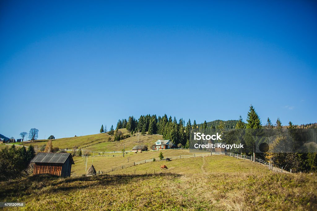 village in a mountainous area in the Carpathians an image of village in a mountainous area in the Carpathians 2015 Stock Photo