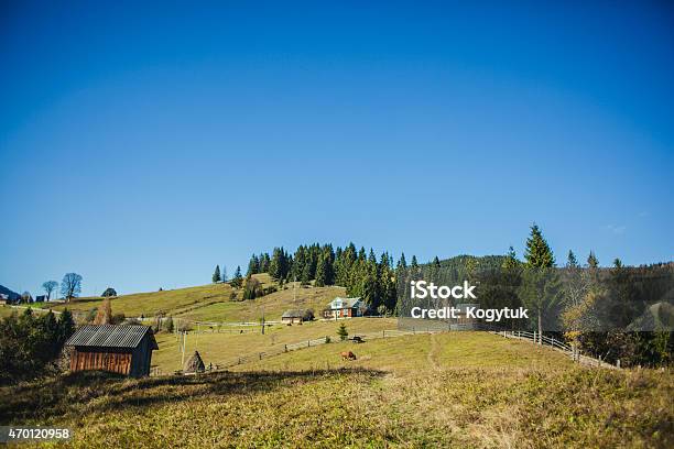 Village In A Mountainous Area In The Carpathians Stock Photo - Download Image Now - 2015, Beauty, Beauty In Nature
